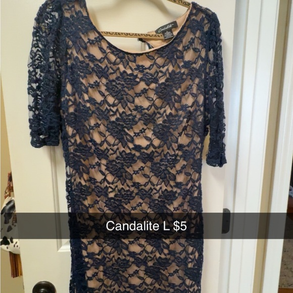 Candalite Petite Dresses & Skirts - Candalite Navy Lace Dress